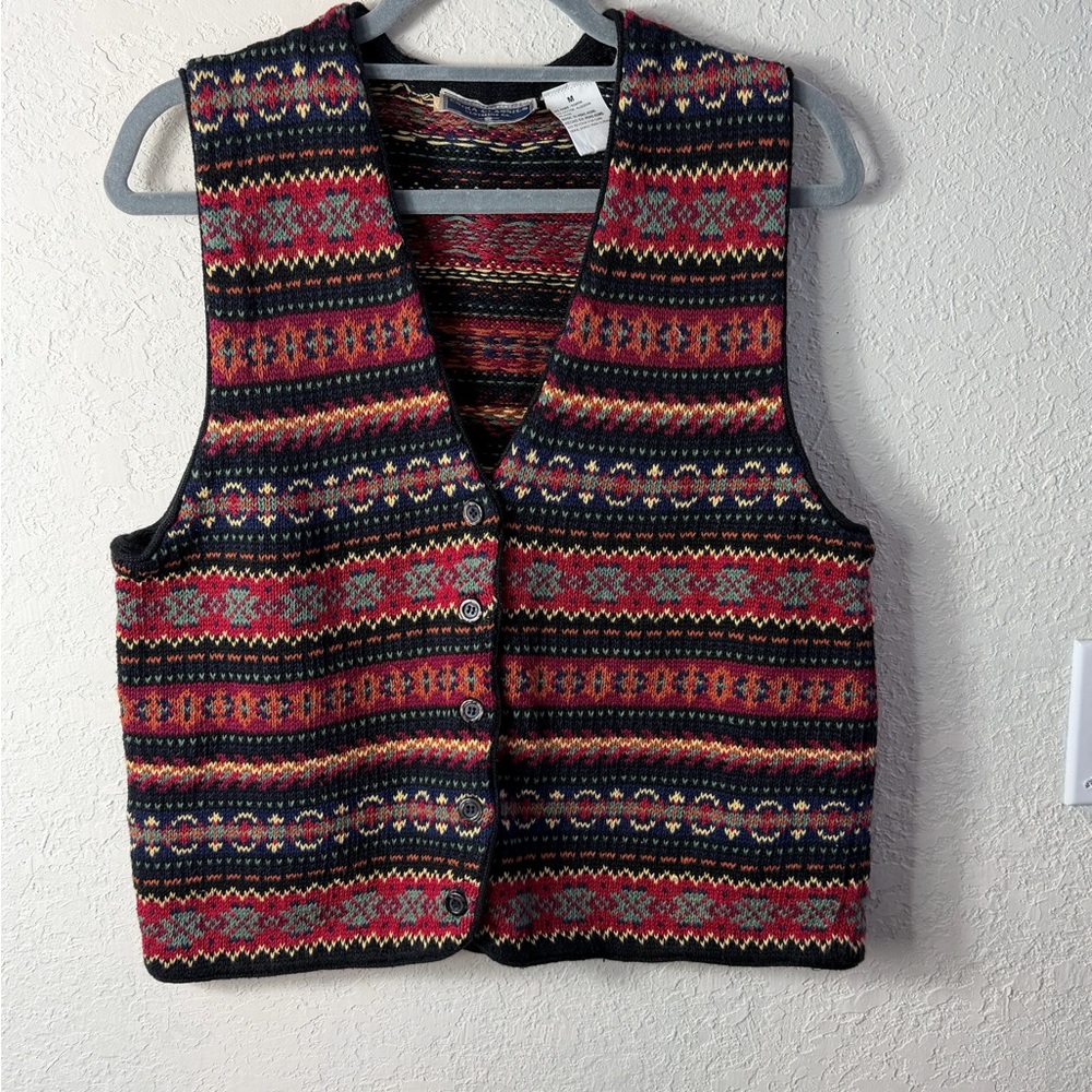 Erika Classics Vintage Fair Isle Vest Sz M